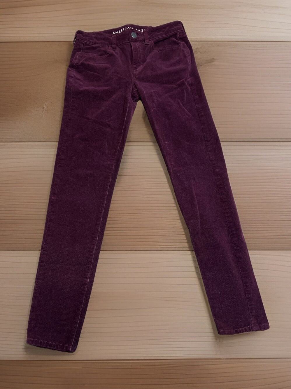American Eagle Burgundy Corduroy Jegging Skinny Super Stretch Hi-Rise Size 4R